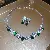 Medieval Vintage Diamond-encrusted Drop Earrings Necklace Light Luxury Niche Clavicle - 66# necklace earrings - zircon flower round - silver - green (set of two)