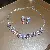 Medieval Vintage Diamond-encrusted Drop Earrings Necklace Light Luxury Niche Clavicle - 67# Necklace Studs-Zircon Flower Round-Silver-Pink (Set of Two)