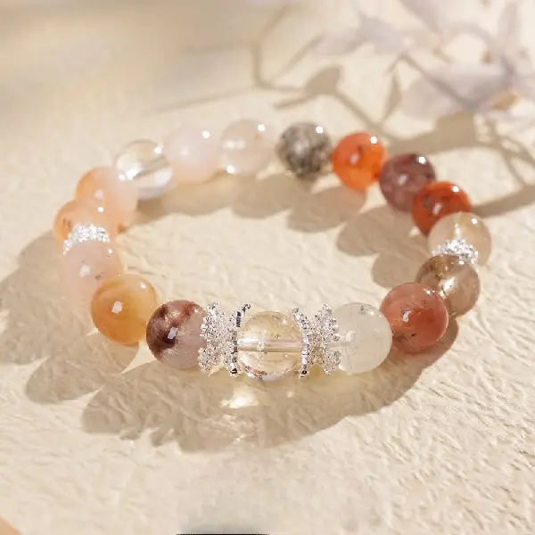 14# natural stone red glue flower color hair crystal bracelet (exquisite gift box),tkmbeautysupply.com