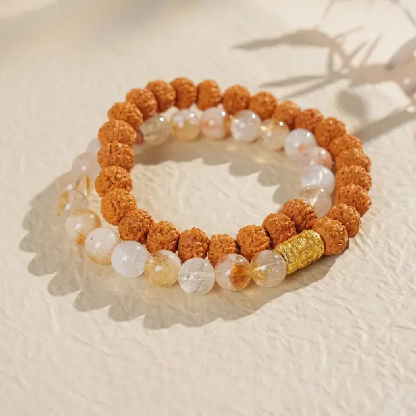 17# Natural Yellow Pagoda Crystal Bodhi Double Circle Bracelet (Exquisite Gift Box),tkmbeautysupply.com