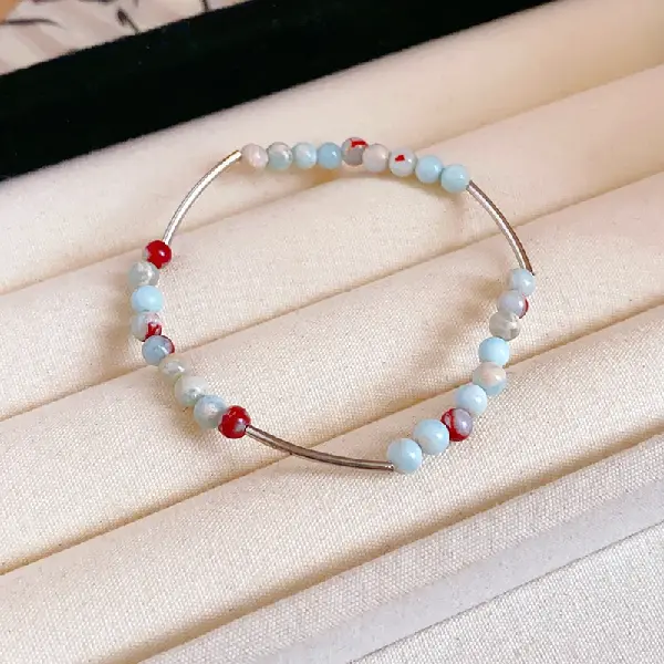 3# bracelet-silver-blue-red,tkmbeautysupply.com