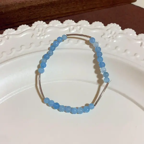 4# Bracelet-Silver-Blue,tkmbeautysupply.com