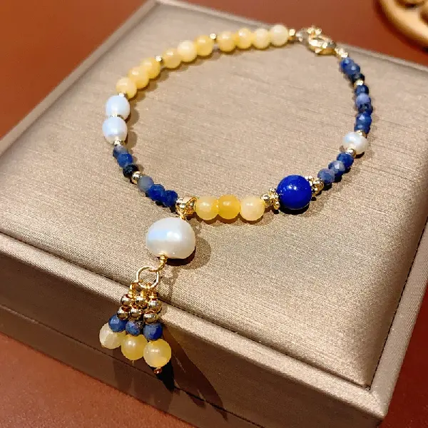 16# bracelet-gold-blue,tkmbeautysupply.com